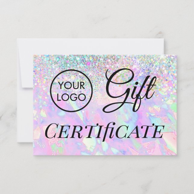 logo faux glitter opal gift certificate (Front)