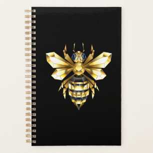 Logo Faux Gold Foil Bee Polygonal sur Noir
