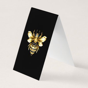 Logo Faux Gold Foil Bee Polygonal sur Noir