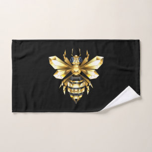 Logo Faux Gold Foil Bee Polygonal sur Noir