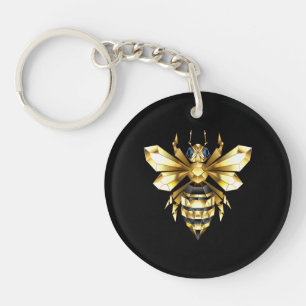 Logo Faux Gold Foil Bee Polygonal sur Noir
