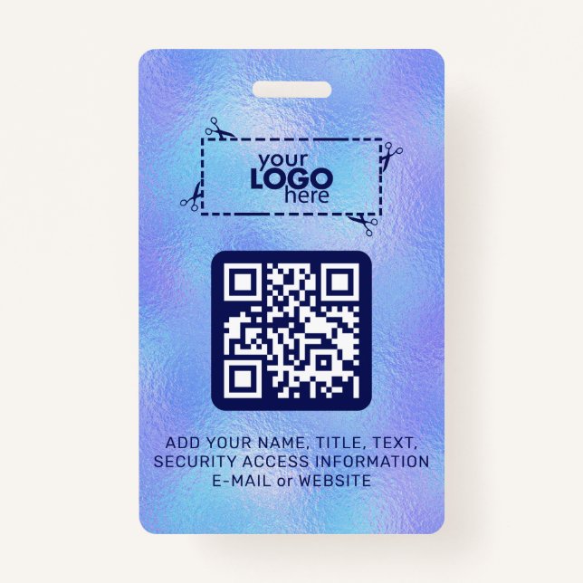 Logo Faux Iridescente Foil Code QR Badge (Devant)