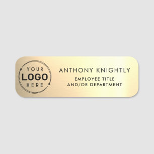 Logo Faux Metallic Gold Plastic Name Tag