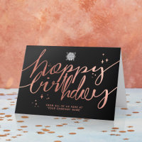 Logo Faux Rose Gold Hand Script Birthday Black