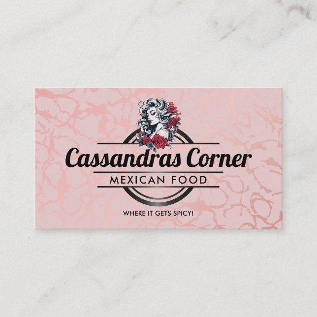 Logo Femme personnalisable cartes de visite roses (Devant)