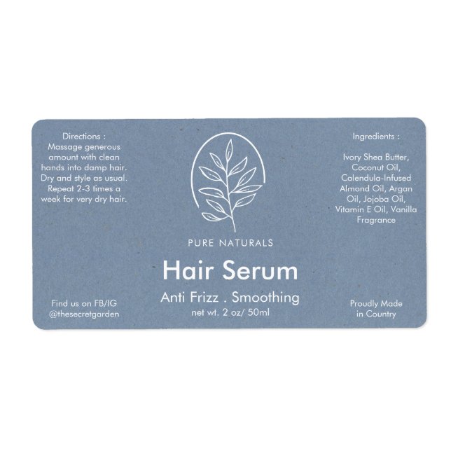 Logo Feuille Neutre Bleu Moderne Produit Botanique (Devant)