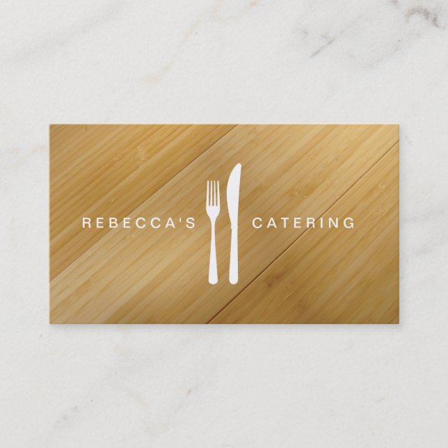 LOGO FORK & KNIFE sur le Carte de visite en BOIS B (Devant)