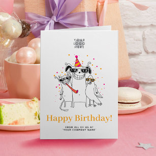 Logo Fun Funny Party Animals Cute Happy Birthday Card
