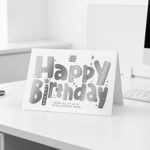 Logo Fun Playful Faux Silver Handwritten Birthday Card