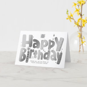Logo Fun Playful Faux Silver Handwritten Birthday Card