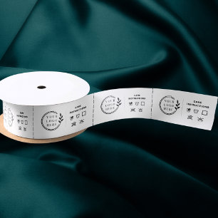 Logo Garment Care Clothing Labels White Black Satin Ribbon