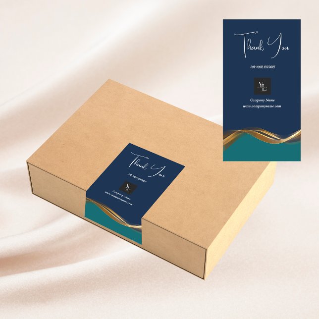 Logo Gold Blue Thank You Box Seal Packaging Label (Creator Uploaded)