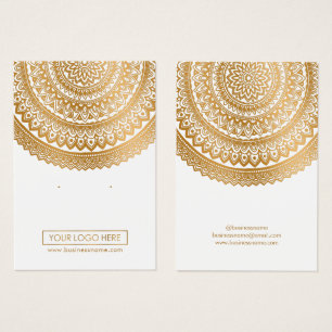 Logo Gold Mandala White Background Earring Cards