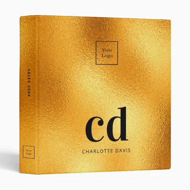 Logo gold monogram gold business binder (Front/Spine)