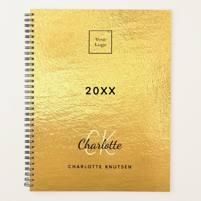 Logo gold monogram initials business 2025 planner (Front)