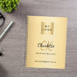 Logo gold monogram modern 2025 business planner<br><div class="desc">A faux gold looking background. Personalize and add your business logo,  monogram initials,  name and a title. Your company logo both on front and on the back.</div>