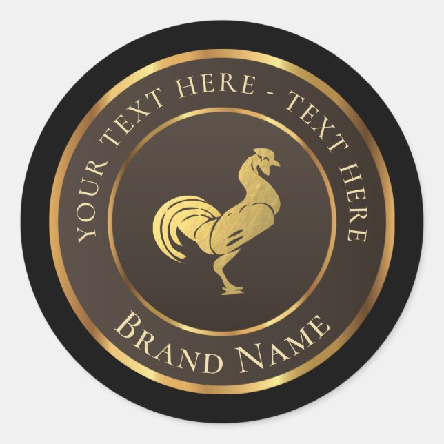 Logo Gold Rooster Classic Round Sticker (Devant)