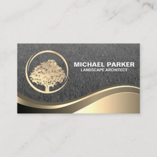Logo Gold Tree   Carte de visite d'onde métal or