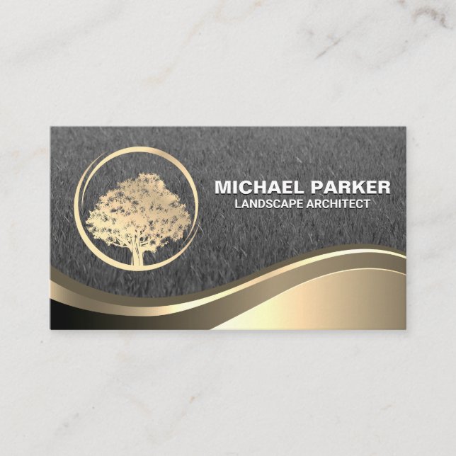 Logo Gold Tree | Carte de visite d'onde métal or (Devant)