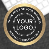 Business Thank You Stickers Custom Logo Round