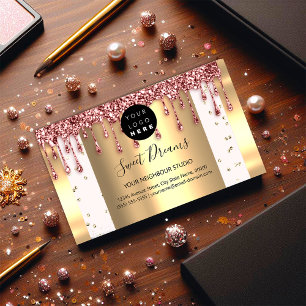 Logo Hair Makeup Nails Drips SPA QR Code White  Business Card