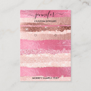 Logo Handmade Jewellery Card Pink Rose Stripes