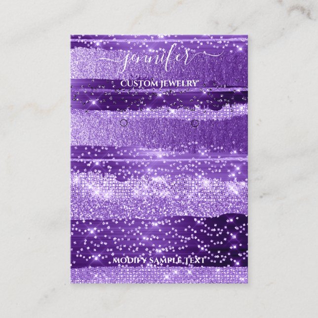 Logo Handmade Jewellery Card Purple Stripes (Front)