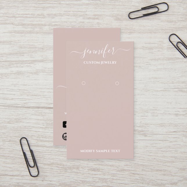 Logo Handmade Jewellery Card Smoky Rose (Front/Back In Situ)