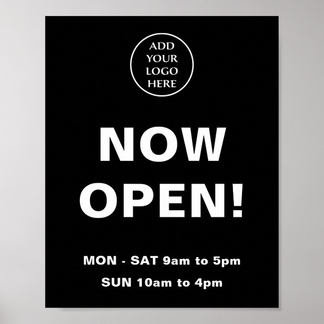  Logo Here Now Open Store Hours Corporate Company Poster (Front)