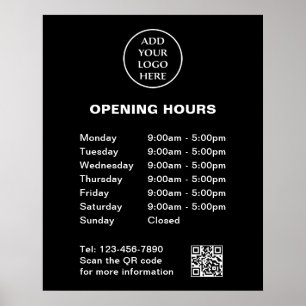 Logo Here Store Hours Corporate QR Code Company Poster