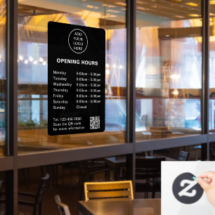 Logo Here Store Hours Corporate QR Code Company Window Cling