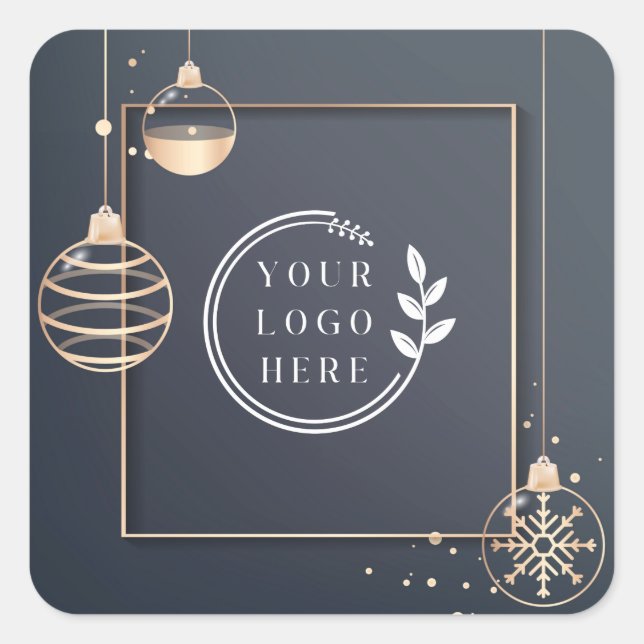 Logo Holidays Christmas Corporate Modern Square Sticker (Front)