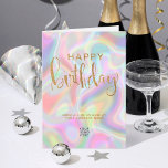 Logo Holographic Faux Gold Glitter Happy Birthday Card<br><div class="desc">Stylish modern holographic pastel colours Business Happy Birthday Greeting Card featuring simulation of faux gold glitter hand lettering text. Please note that the holographic, gold and glitter effect in this design is a flat colour print and is not an actual holographic and gold metalic foil nor it is glitter. Change...</div>