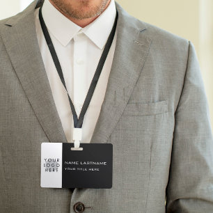 Logo Horizontal Modern Black White Title Name Badge