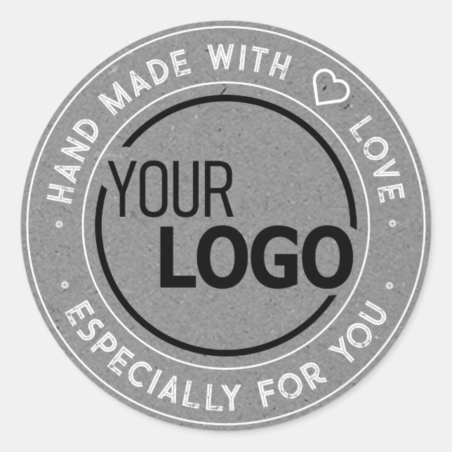 Logo Image Template Especially For You Grey Paper Classic Round Sticker (Front)