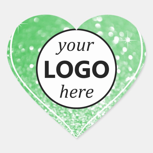 Logo Image Template Green Glitter Sparkle Stars Heart Sticker (Front)