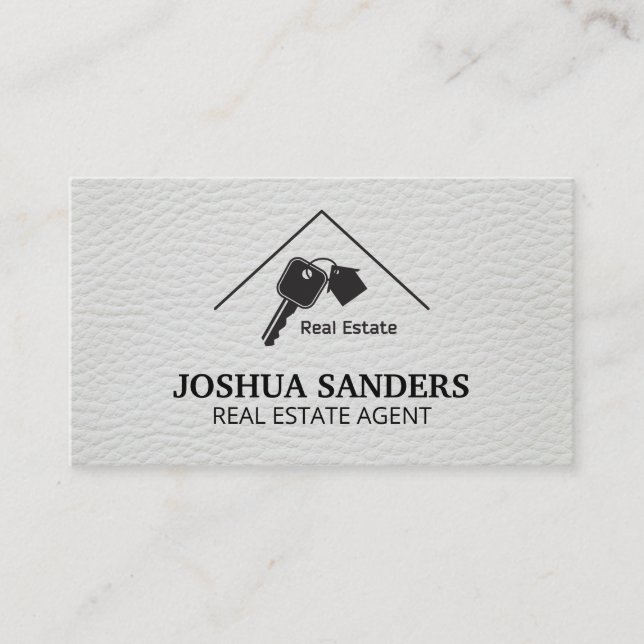 Logo Immobilier simple | Carte de visite en cuir (Devant)