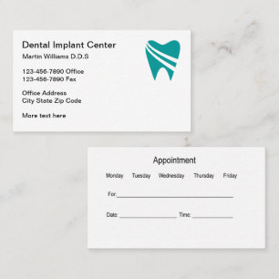 Logo Implants dentaires Cartes de visite de rendez