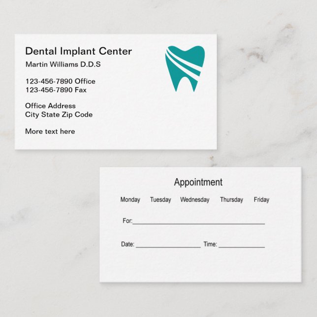 Logo Implants dentaires Cartes de visite de rendez (Devant / Derrière)