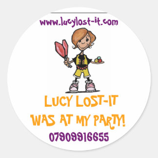logo in progress,  LUCY LOST-ITWAS AT MY PARTY!... Classic Round Sticker