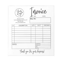 Logo Invoice Custom Small Business Notepad
