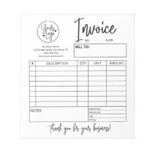 Logo Invoice Custom Small Business Notepad