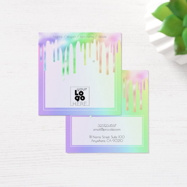 Logo Iridescent Slime Drips Earring Display Card (Desk)