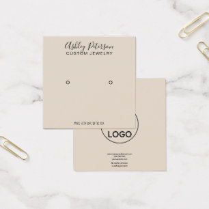 Logo ivory tan minimalist stud earring display