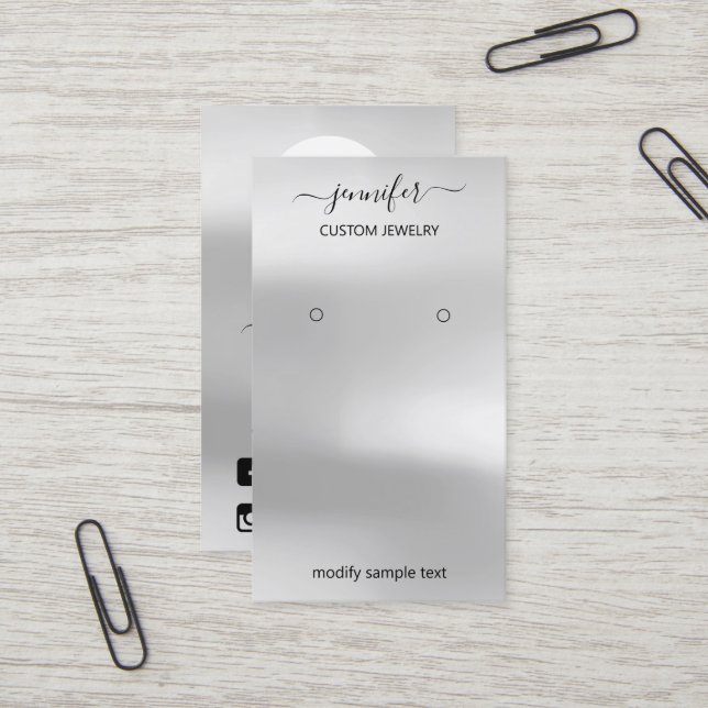 Logo Jewellery Card Social Media Silver Grey Grey (Front/Back In Situ)