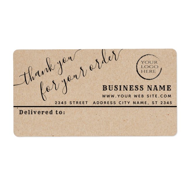 Logo Kraft simple merci business mailing étiquette (Devant)