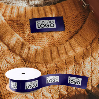 Logo Labels Clothing Tags Handmade Blue Sew On Satin Ribbon
