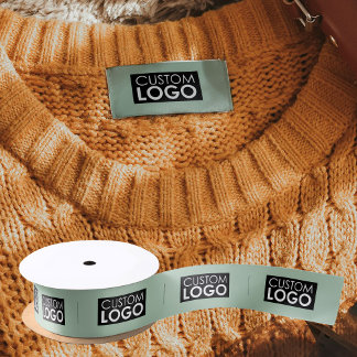 Logo Labels Clothing Tags Handmade Green Sew On Satin Ribbon