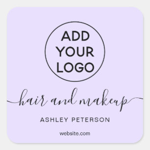 Logo lavender simple pastel purple hair makeup square sticker