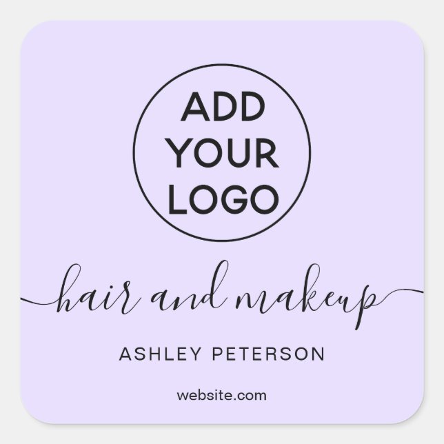 Logo lavender simple pastel purple hair makeup square sticker (Front)